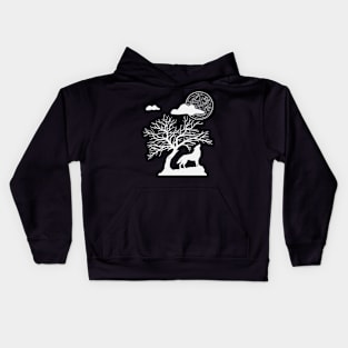 Wolf Howling at the Pizza Pie in the Sky Kids Hoodie